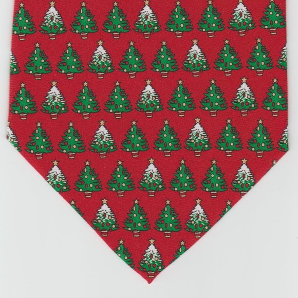 HALLMARK HOLIDAY TRADITIONS - 100% SILK NECKTIE - RED - BLACK - GREEN - WHITE - Picture 1 of 3